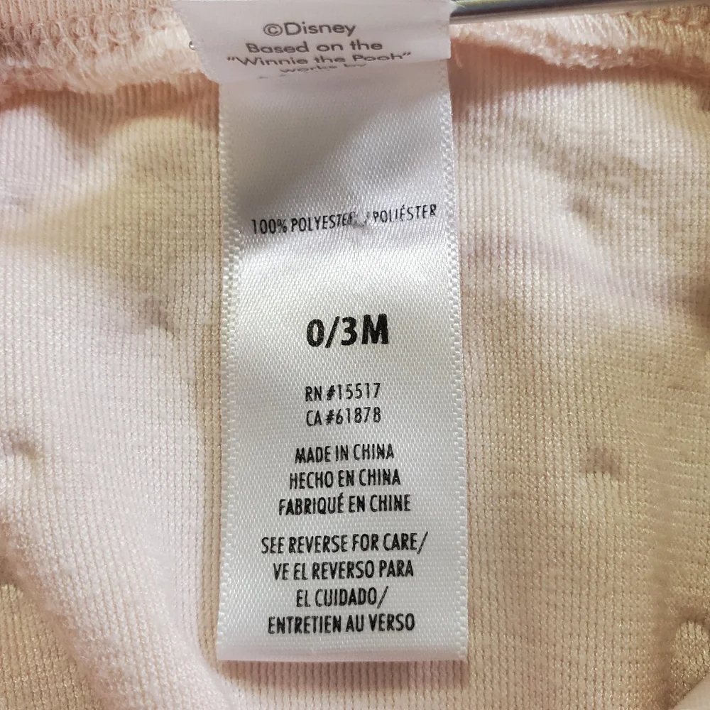 K1157 * Disney Baby Winnie the Pooh Footed Bodysuit Light Pink Size 0/3M - Picture 5 of 8